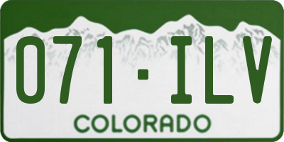 CO license plate 071ILV