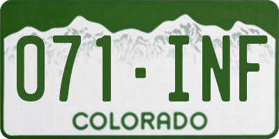 CO license plate 071INF