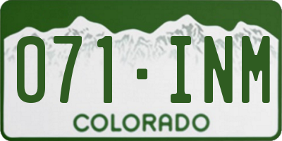CO license plate 071INM