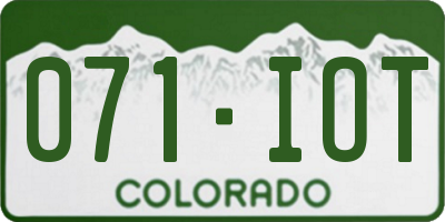CO license plate 071IOT