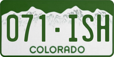CO license plate 071ISH