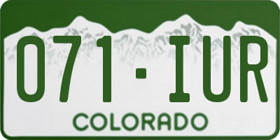 CO license plate 071IUR