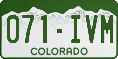 CO license plate 071IVM