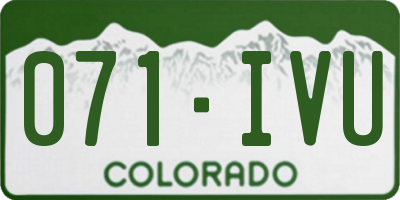 CO license plate 071IVU