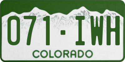 CO license plate 071IWH