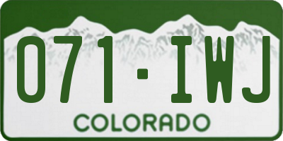 CO license plate 071IWJ