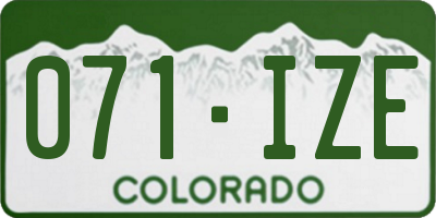 CO license plate 071IZE