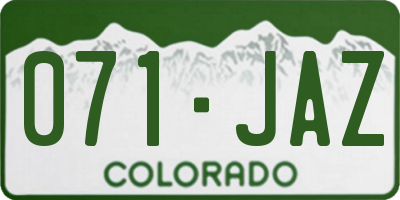 CO license plate 071JAZ