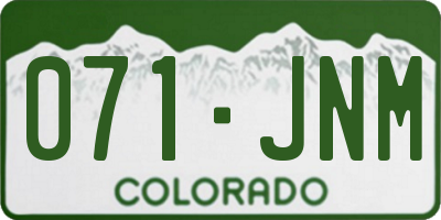 CO license plate 071JNM