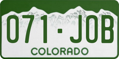 CO license plate 071JOB