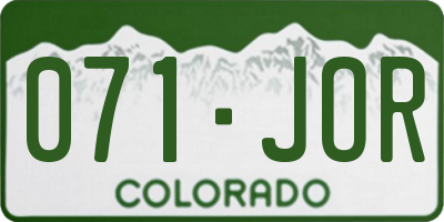 CO license plate 071JOR