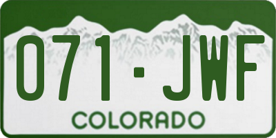 CO license plate 071JWF