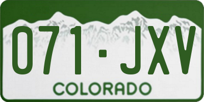 CO license plate 071JXV