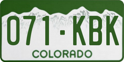 CO license plate 071KBK