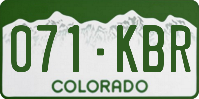 CO license plate 071KBR