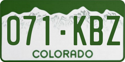 CO license plate 071KBZ