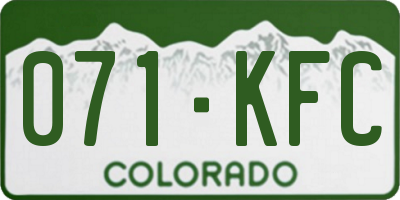 CO license plate 071KFC