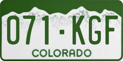 CO license plate 071KGF