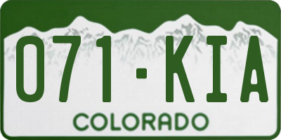 CO license plate 071KIA