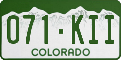 CO license plate 071KII
