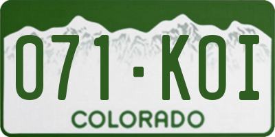 CO license plate 071KOI