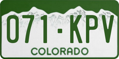 CO license plate 071KPV