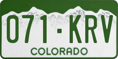 CO license plate 071KRV