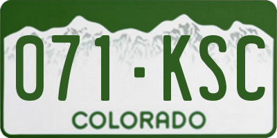 CO license plate 071KSC