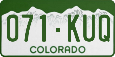 CO license plate 071KUQ