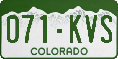 CO license plate 071KVS