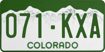 CO license plate 071KXA
