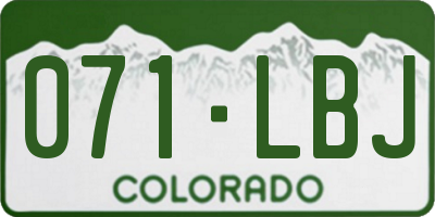 CO license plate 071LBJ