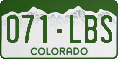 CO license plate 071LBS