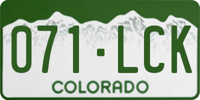 CO license plate 071LCK