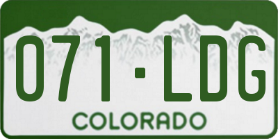 CO license plate 071LDG
