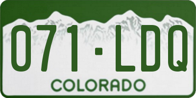CO license plate 071LDQ