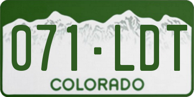 CO license plate 071LDT
