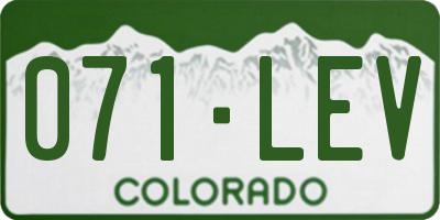 CO license plate 071LEV