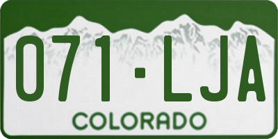 CO license plate 071LJA