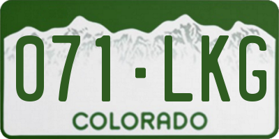 CO license plate 071LKG