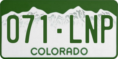 CO license plate 071LNP