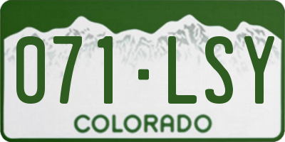 CO license plate 071LSY