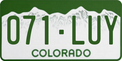 CO license plate 071LUY