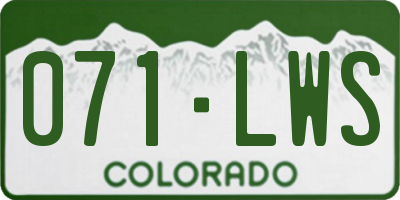 CO license plate 071LWS