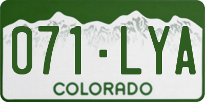 CO license plate 071LYA