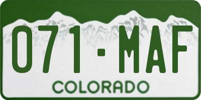 CO license plate 071MAF