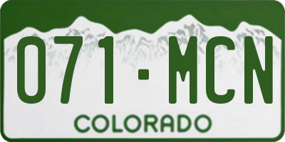CO license plate 071MCN