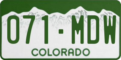 CO license plate 071MDW