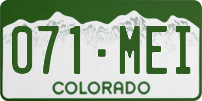 CO license plate 071MEI