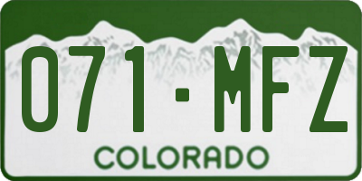 CO license plate 071MFZ